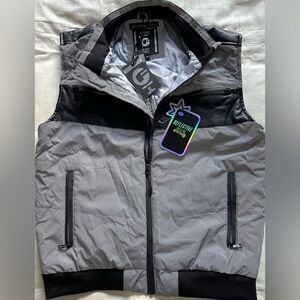 Fried-Denim Reflective Vest for Men. Accented w/faux Leather Sz XL * Brand New *